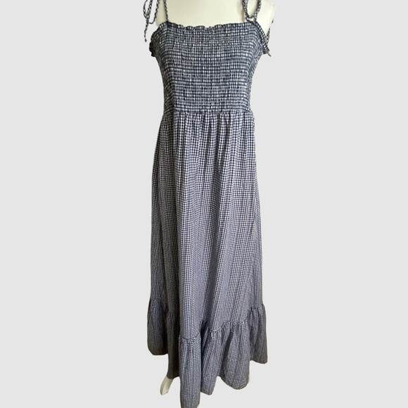 Hope & Harlow Black/White Gingham Embroidery Tier Midi Beach Sundress-Sz-16 - Picture 1 of 16